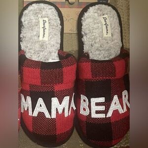 Dearfoams Women's Mama Bear Buffalo Check Clog Slipper NWT